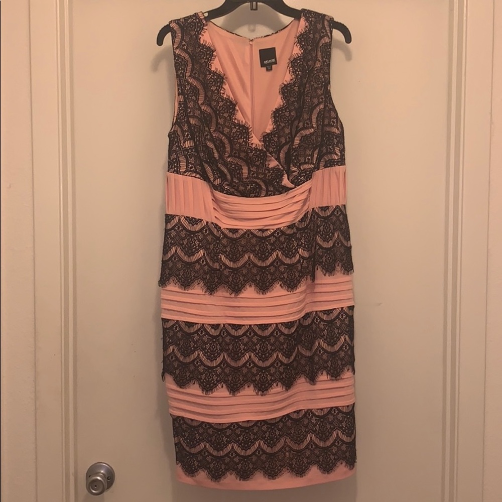 Melrose Black Lace and Pink Sleeveless Dress